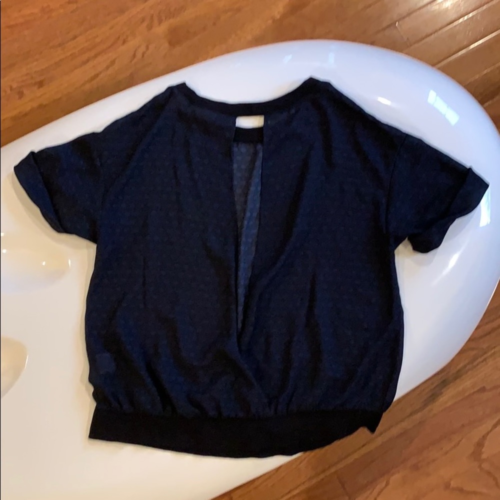 Halogen navy blue backless boxy tee